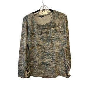 Blue Gray Cha Cha Vente Soft Long Sleeve Ruffle Sweater Top Women’s Size Small